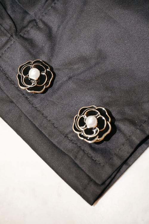 Black Gold Flower Buttons 2pcs