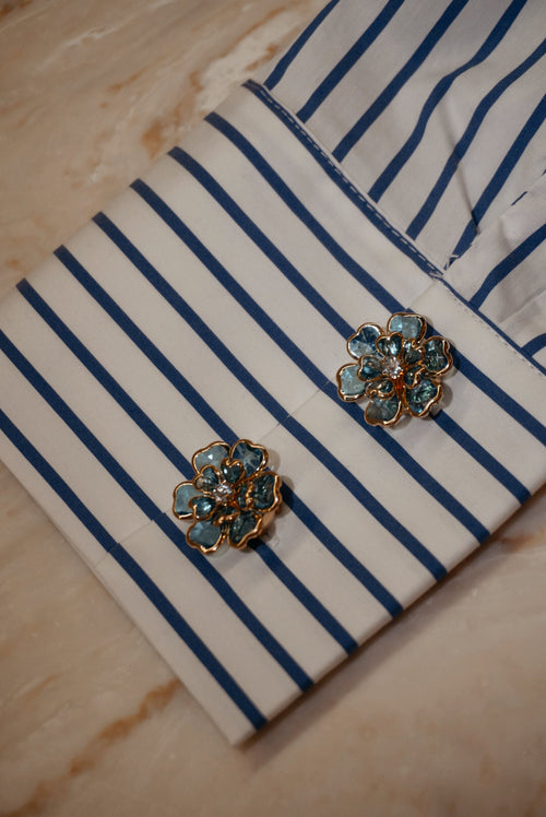 Blue Flower Buttons 2pcs